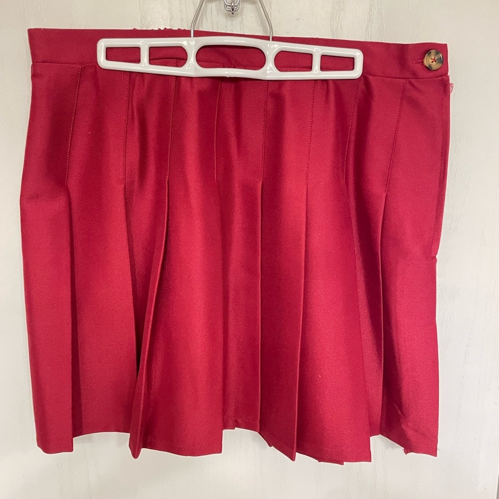 Maroon/Red Pleated Skirt